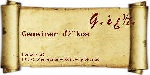 Gemeiner Ákos névjegykártya